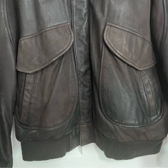 Vintage Hunt Club Leather Jacket Size 46T Brown Soft Leather Full Zip Pockets - Picture 2 of 10